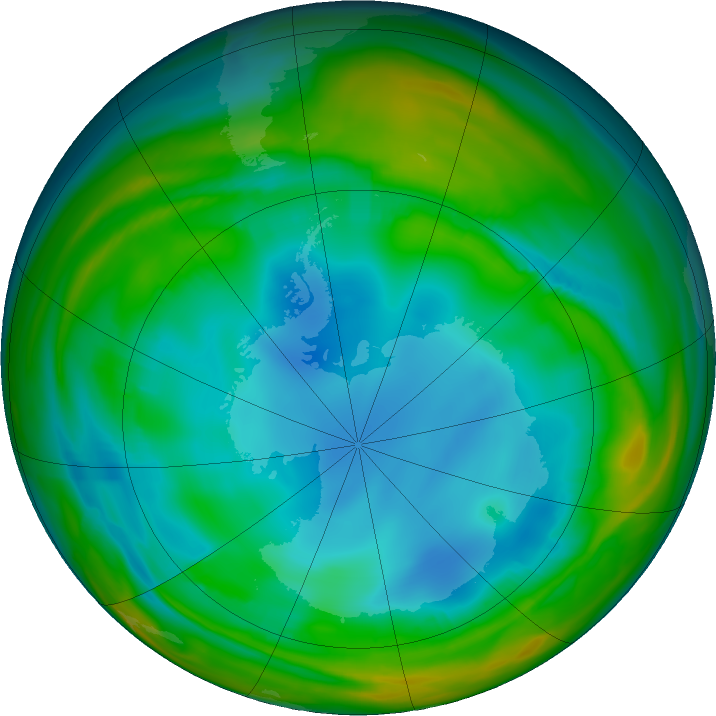 Antarctic ozone map for 21 July 2017